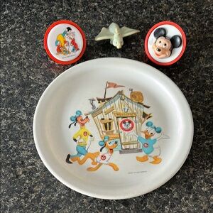 Disney Character Plate and Figurines Set - White